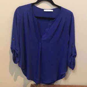 Lush Tops - Lush Sheer Blue Blouse Lush Tops - Lush Sheer Blue Blouse